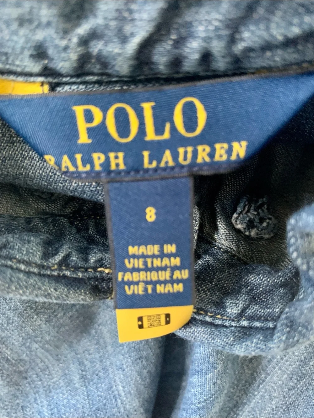 Ralph Lauren Polo Girls 100% Cotton Blue Denim Shirt Dress